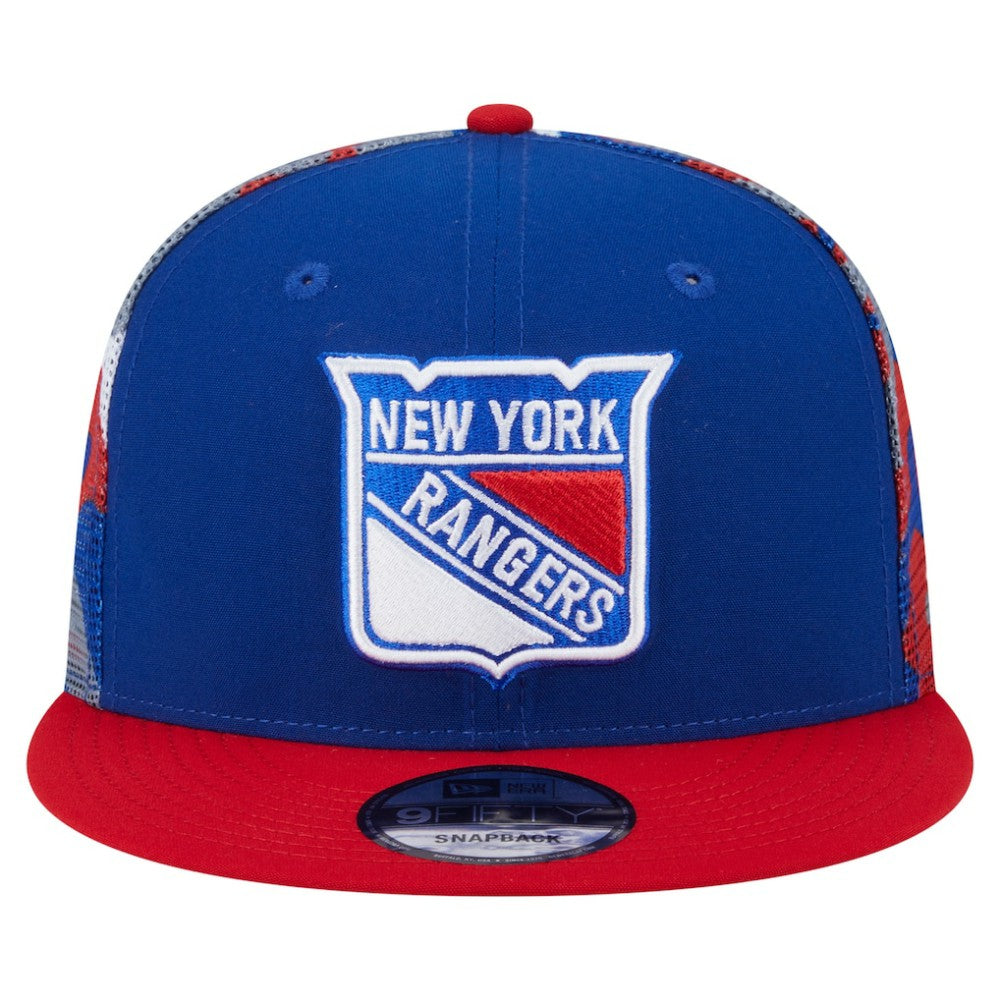 NHL New York Rangers New Era Camo Meshback 9FIFTY Snapback Hat - Blue/Red