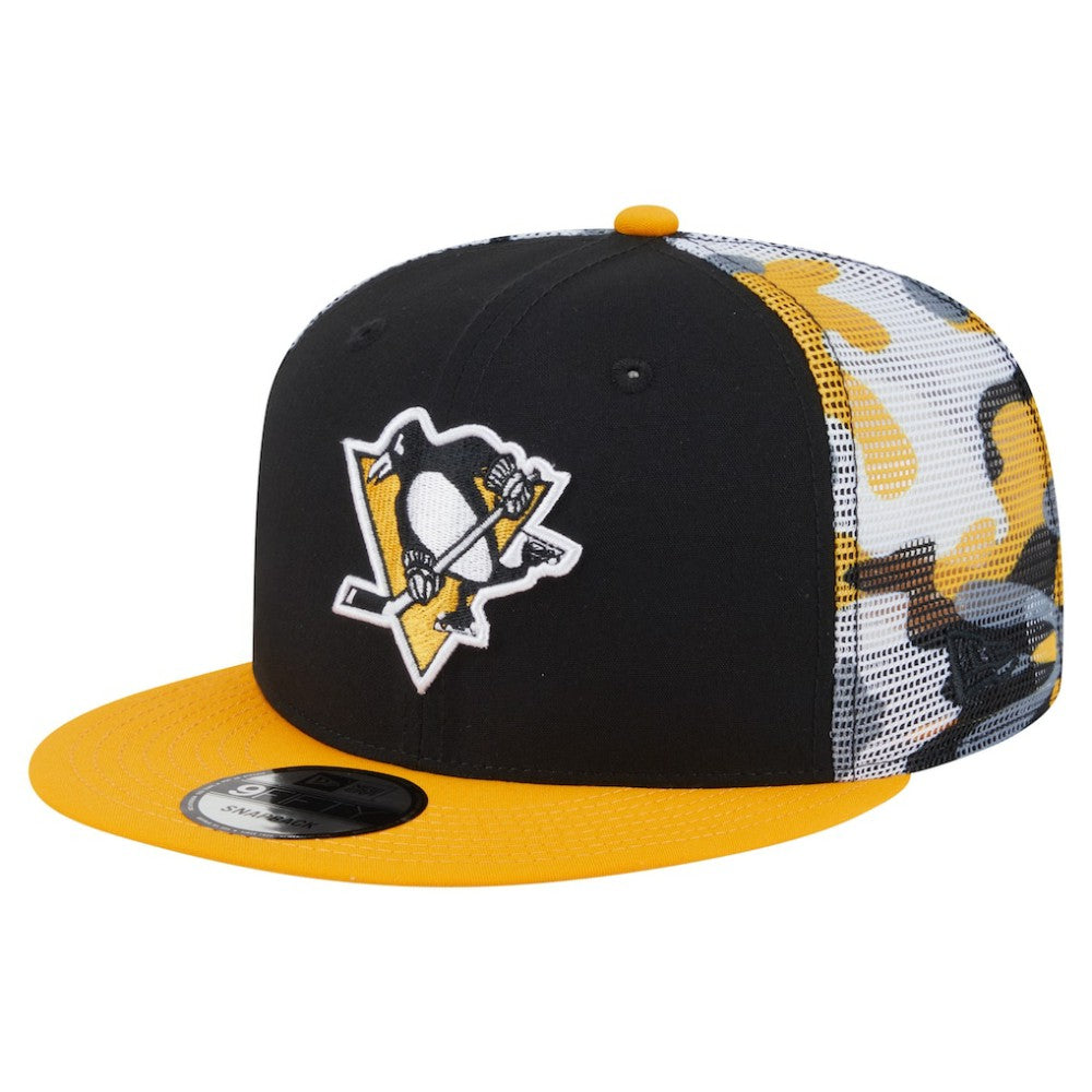 NHL Pittsburgh Penguins New Era Camo Meshback 9FIFTY Snapback Hat - Black/Gold
