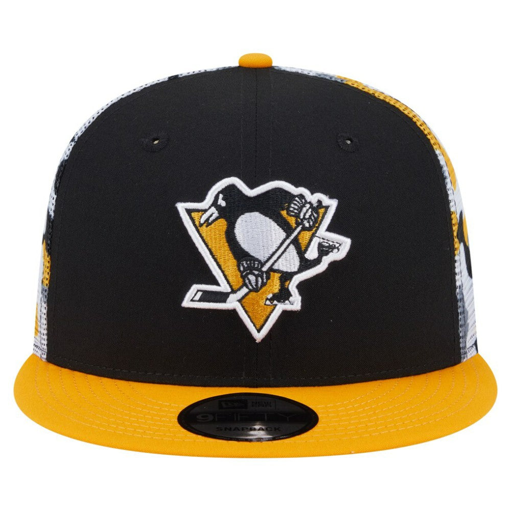 NHL Pittsburgh Penguins New Era Camo Meshback 9FIFTY Snapback Hat - Black/Gold