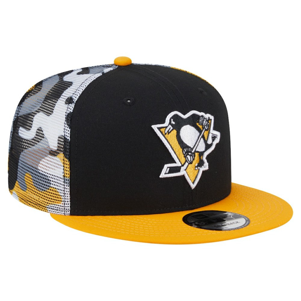 NHL Pittsburgh Penguins New Era Camo Meshback 9FIFTY Snapback Hat - Black/Gold