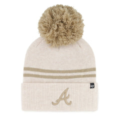 Atlanta Braves '47 Women's Latte Cuffed Knit Hat with Pom - Natural Hats