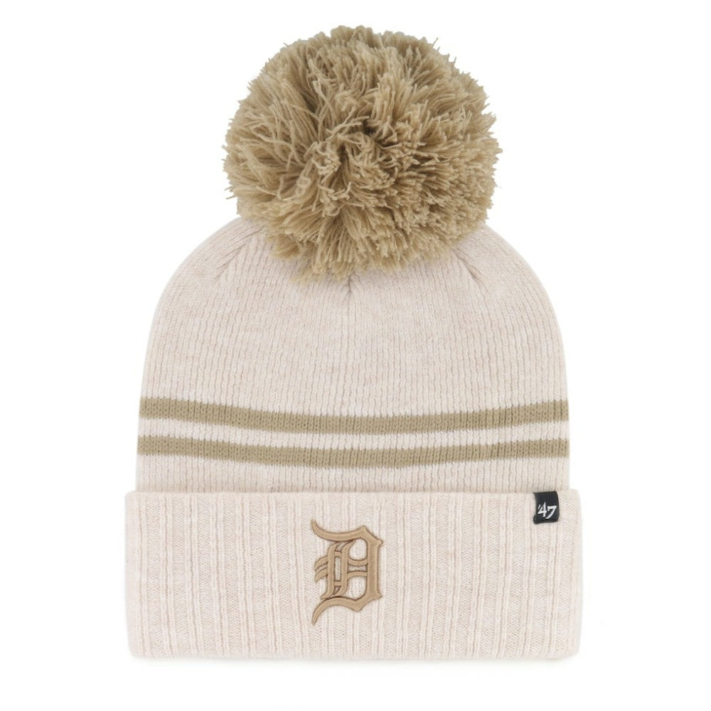 Detroit Tigers '47 Women's Latte Cuffed Knit Hat with Pom - Natural Hats
