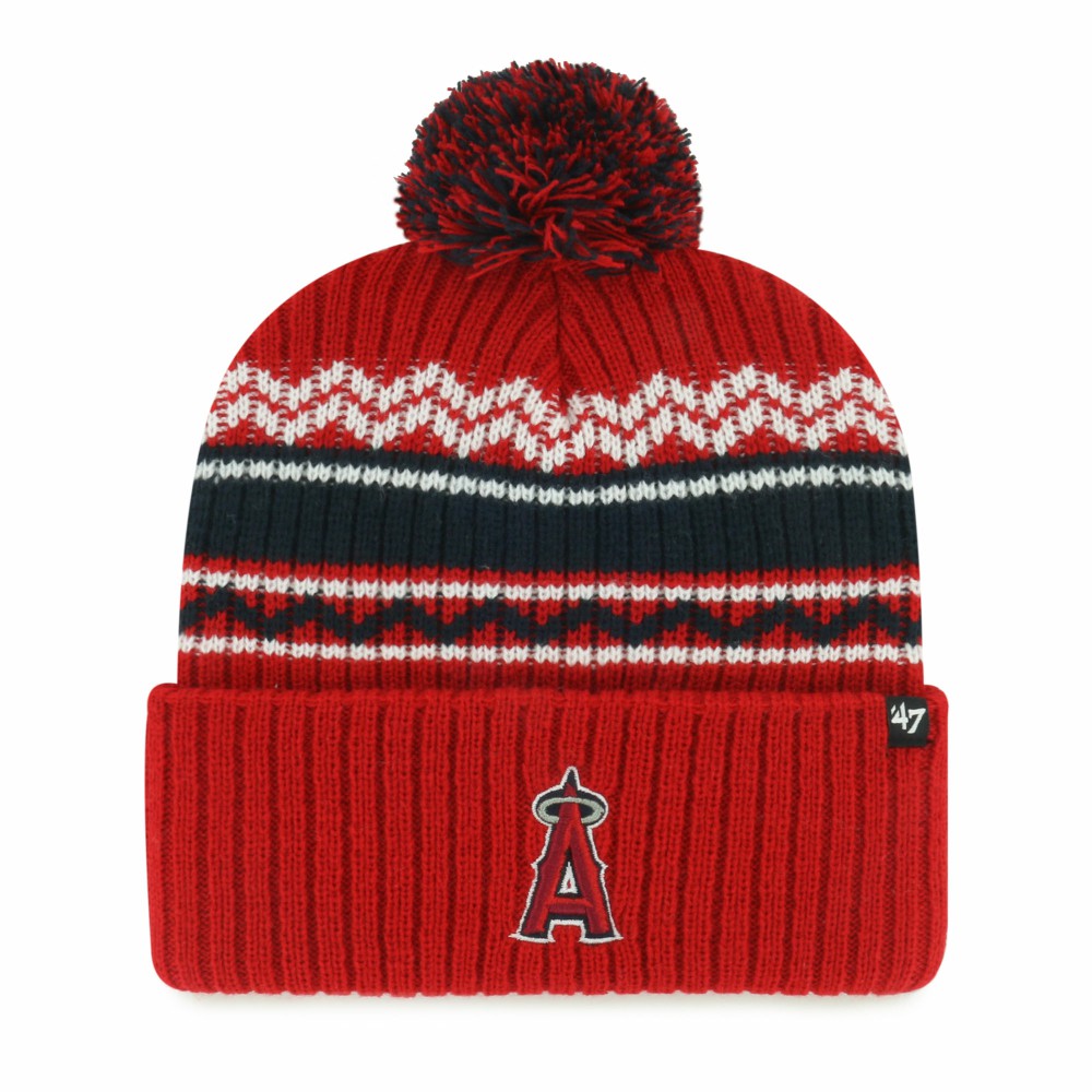 Los Angeles Angels '47 Youth Polar Vortex Cuffed Knit Hat with Pom - Red Hats