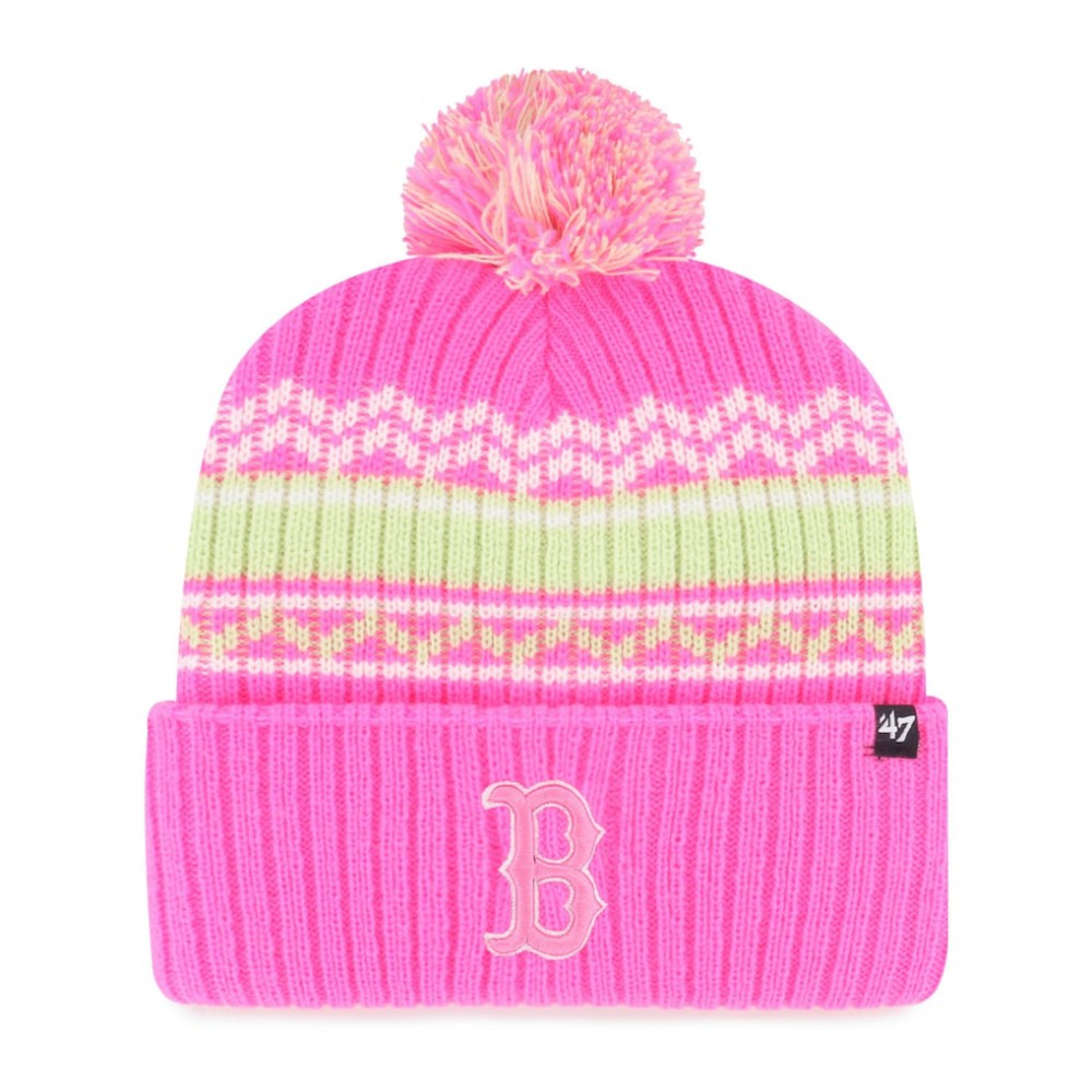 Boston Red Sox '47 Youth Polar Vortex Cuffed Knit Hat with Pom - Pink Hats