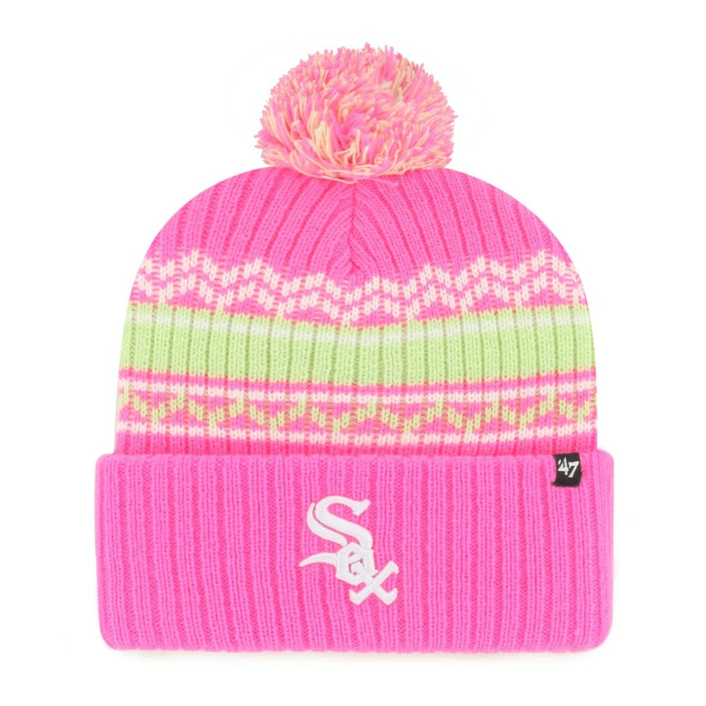 Chicago White Sox '47 Youth Polar Vortex Cuffed Knit Hat with Pom - Pink Hats