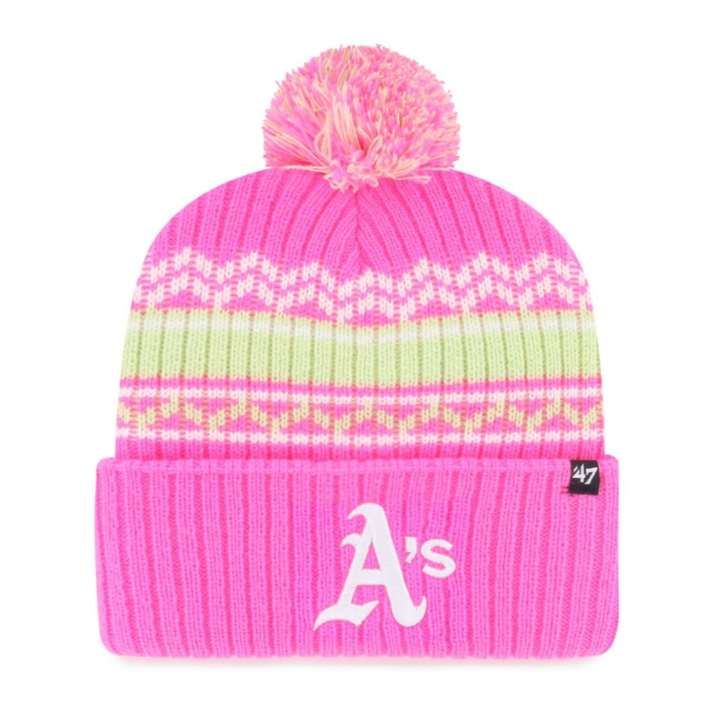 Athletics '47 Youth Polar Vortex Cuffed Knit Hat with Pom - Pink Hats