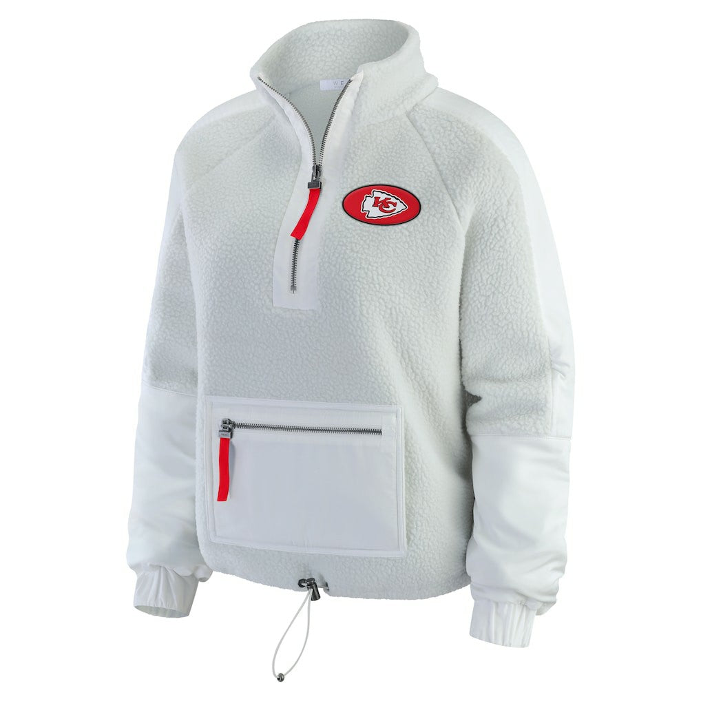 Kansas City Chiefs WEAR by Erin Andrews Women's Polar Fleece Half-Zip Jacket White