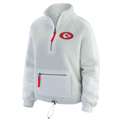 Kansas City Chiefs WEAR by Erin Andrews Women's Polar Fleece Half-Zip Jacket White
