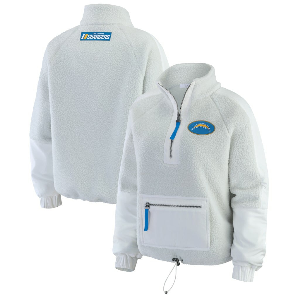 Los Angeles Chargers WEAR by Erin Andrews Women's Polar Fleece Half-Zip Jacket White