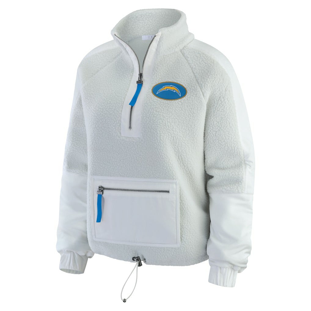 Los Angeles Chargers WEAR by Erin Andrews Women's Polar Fleece Half-Zip Jacket White