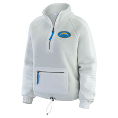 Los Angeles Chargers WEAR by Erin Andrews Women's Polar Fleece Half-Zip Jacket White
