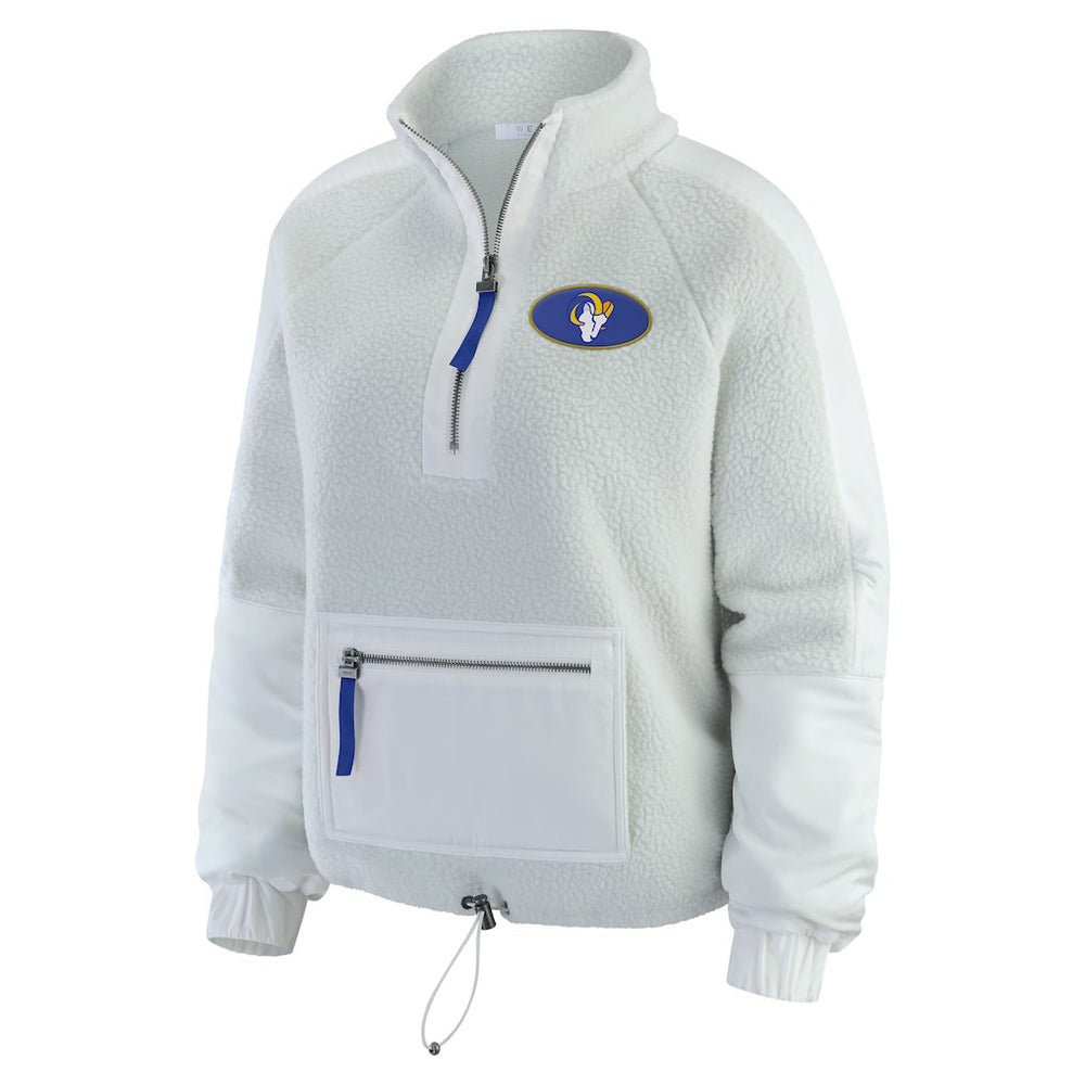 Los Angeles Rams WEAR by Erin Andrews Women's Polar Fleece Half-Zip Jacket White