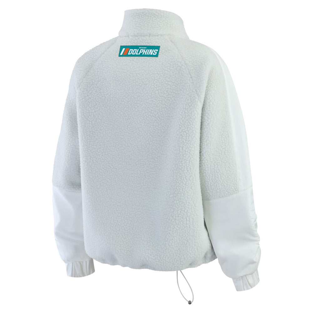 Miami Dolphins WEAR by Erin Andrews Women's Polar Fleece Half-Zip Jacket White