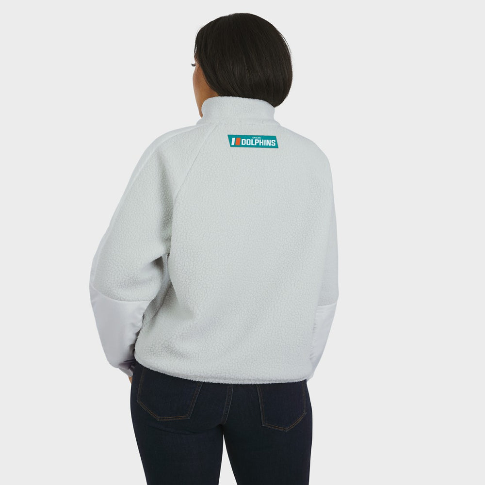 Miami Dolphins WEAR by Erin Andrews Women's Polar Fleece Half-Zip Jacket White
