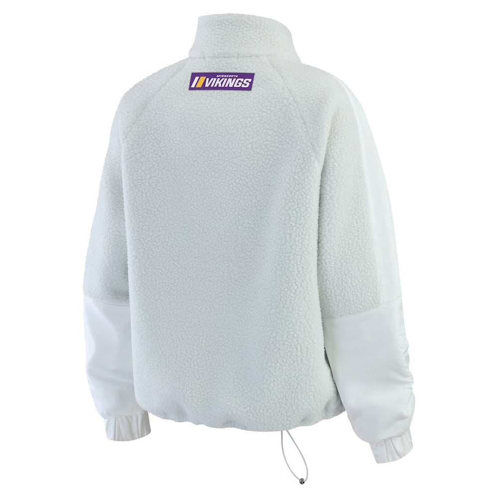 Minnesota Vikings WEAR by Erin Andrews Women's Polar Fleece Half-Zip Jacket White