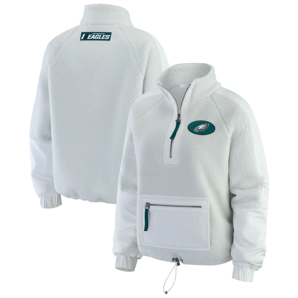 Philadelphia Eagles WEAR by Erin Andrews Women's Polar Fleece Half-Zip Jacket White