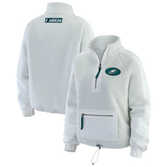 Philadelphia Eagles WEAR by Erin Andrews Women's Polar Fleece Half-Zip Jacket White