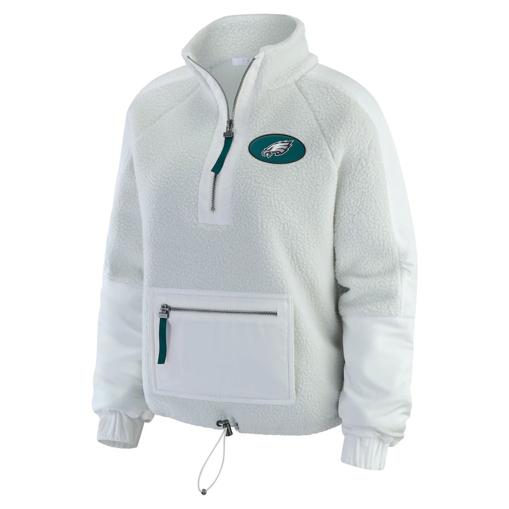 Philadelphia Eagles WEAR by Erin Andrews Women's Polar Fleece Half-Zip Jacket White