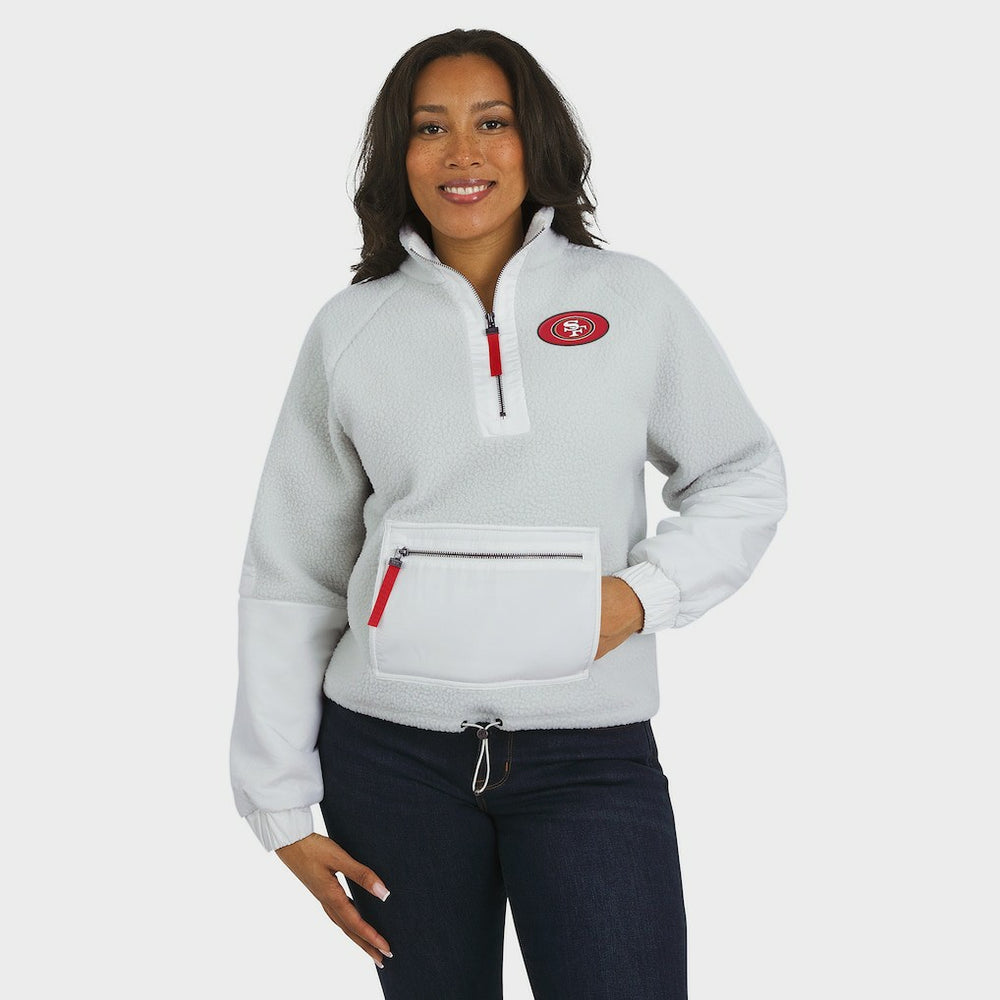 San Francisco 49ers WEAR by Erin Andrews Women's Polar Fleece Half-Zip Jacket White