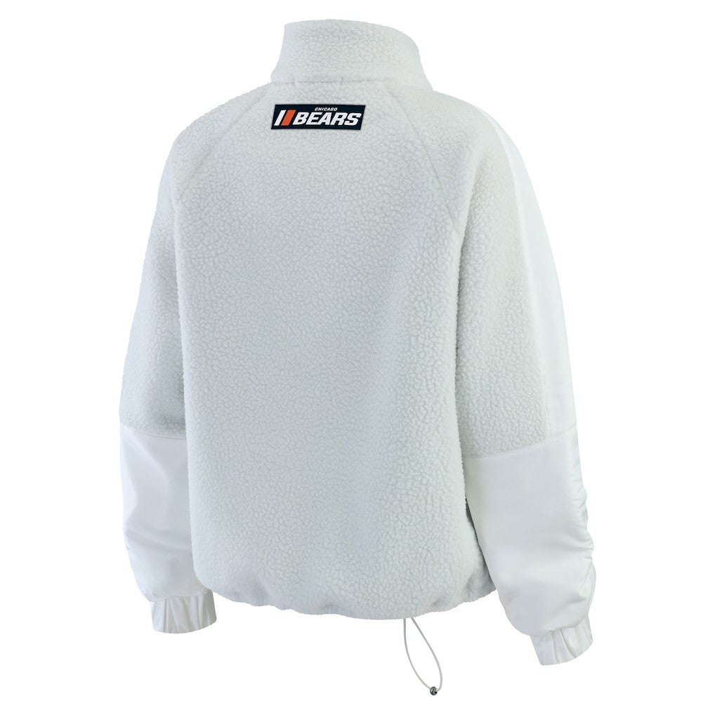 Chicago Bears WEAR by Erin Andrews Women's Polar Fleece Half-Zip Jacket White