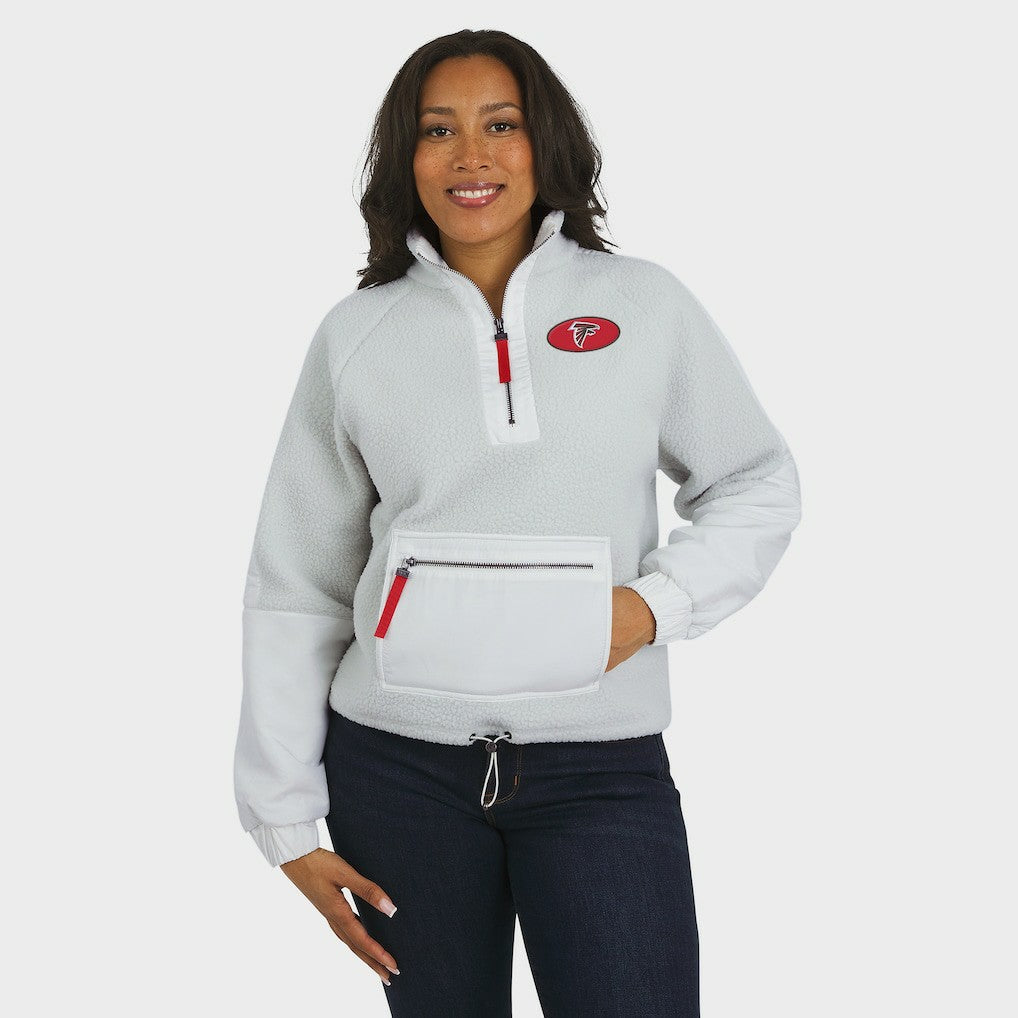 Atlanta Falcons WEAR by Erin Andrews Women's Polar Fleece Half-Zip Jacket White