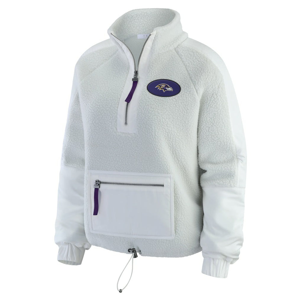 Baltimore Ravens WEAR by Erin Andrews Women's Polar Fleece Half-Zip Jacket White