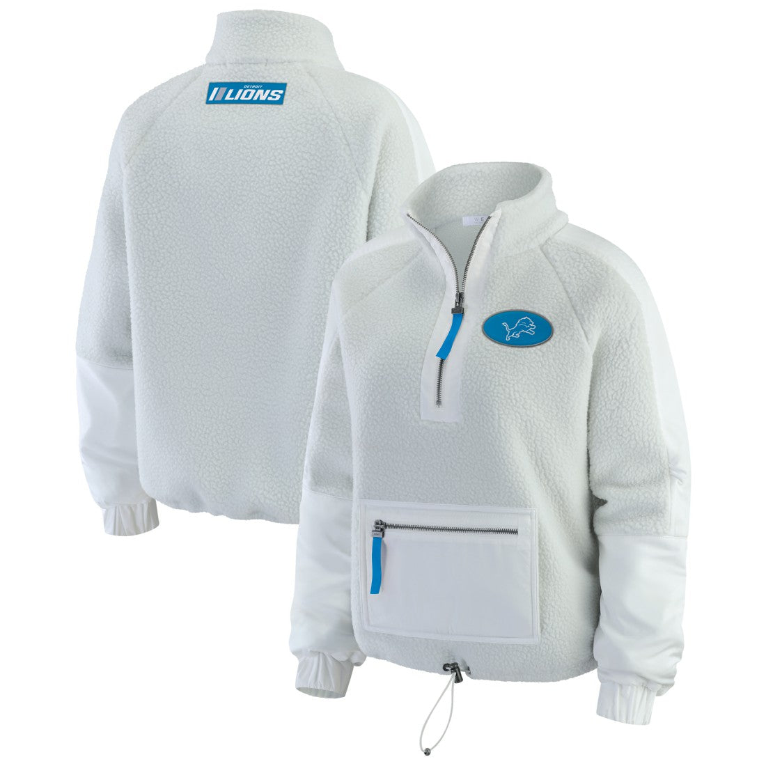 Detroit Lions WEAR by Erin Andrews Women's Polar Fleece Half-Zip Jacket White