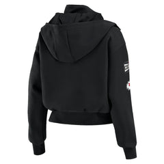 Kansas City Chiefs WEAR by Erin Andrews Women's Tri-Blend Patch Pocket Cropped Full-Zip Bomber Hoodie Jacket Black