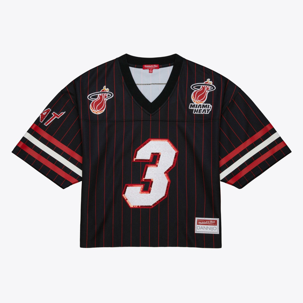 Dwyane Wade Miami Heat x DANNIJO Women's Cropped Football Fashion Jersey Black