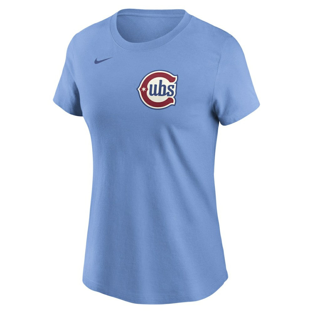 Dansby Swanson Chicago Cubs Nike Women's Cooperstown Collection Fuse Name & Number T-Shirt - Light Blue T-shirts