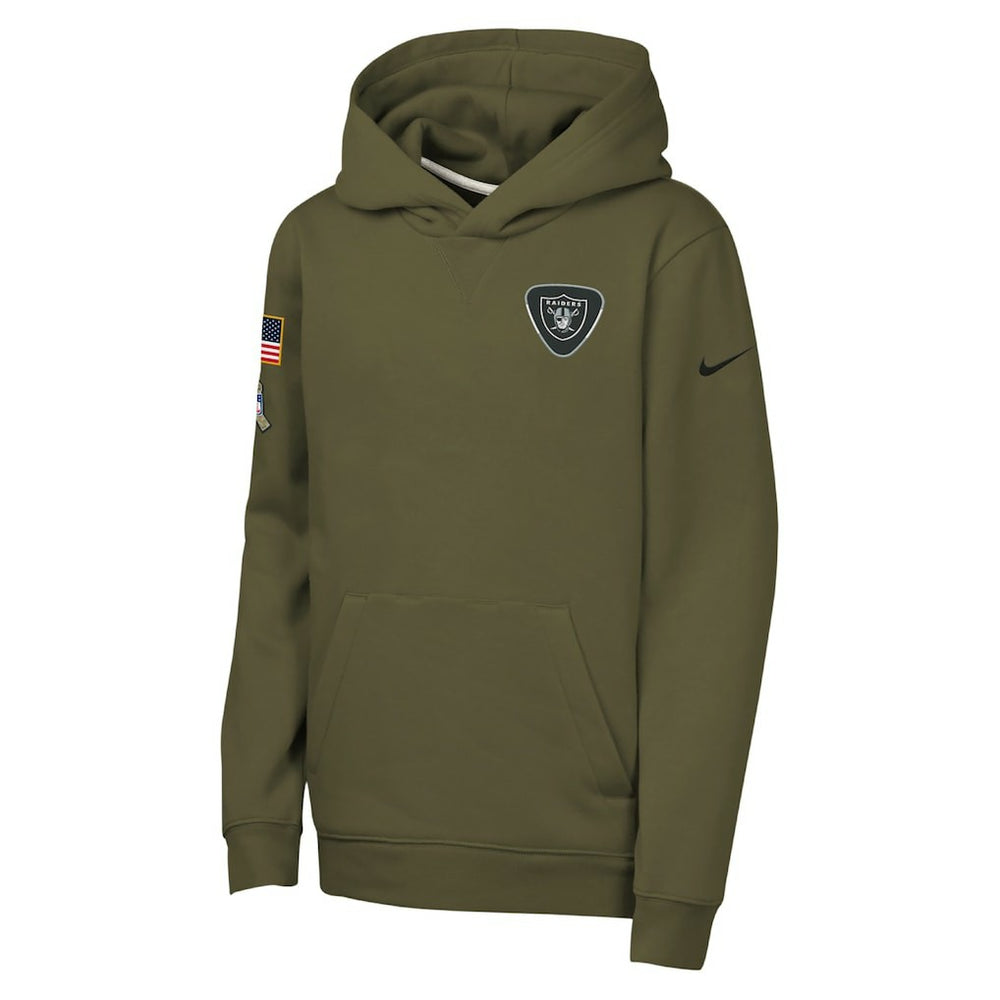 Las Vegas Raiders Youth 2025 Salute to Service Club Fleece Hoodie Olive