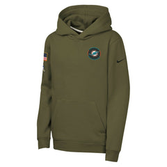 Miami Dolphins Youth 2025 Salute to Service Club Fleece Hoodie Olive
