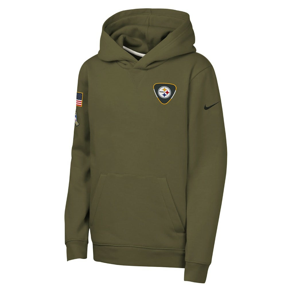 Pittsburgh Steelers Youth 2025 Salute to Service Club Fleece Hoodie Olive