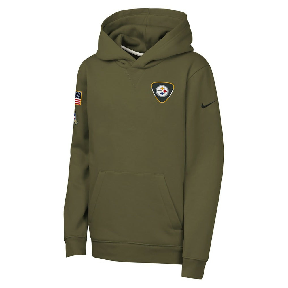 Pittsburgh Steelers Youth 2025 Salute to Service Club Fleece Hoodie Olive