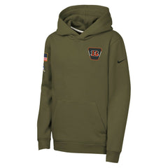Cincinnati Bengals Youth 2025 Salute to Service Club Fleece Hoodie Olive