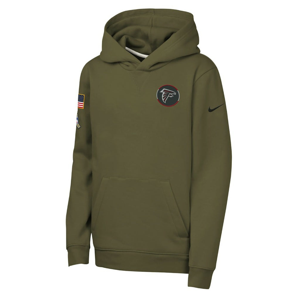 Atlanta Falcons Youth 2025 Salute to Service Club Fleece Hoodie Olive