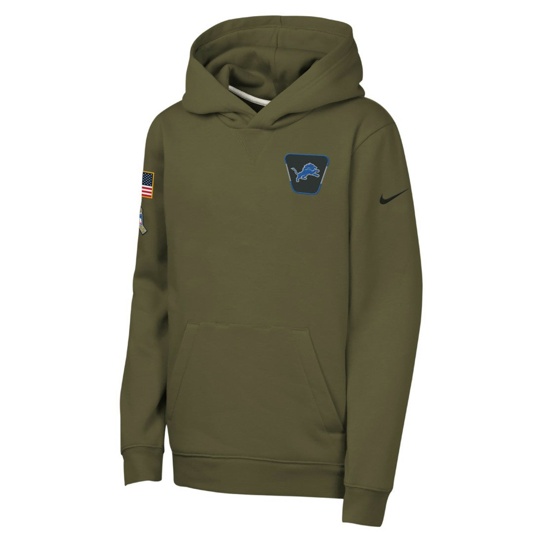 Detroit Lions Youth 2025 Salute to Service Club Fleece Hoodie Olive