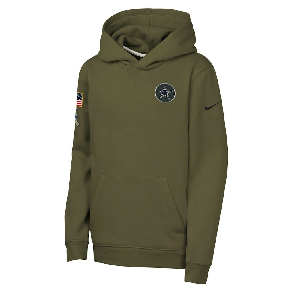 Dallas Cowboys Youth 2025 Salute to Service Club Fleece Hoodie Olive