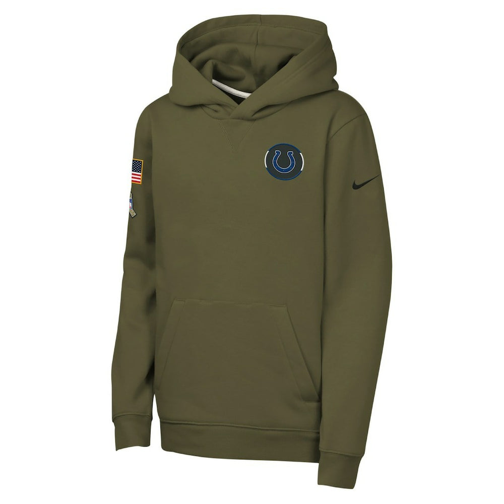 Indianapolis Colts Youth 2025 Salute to Service Club Fleece Hoodie Olive