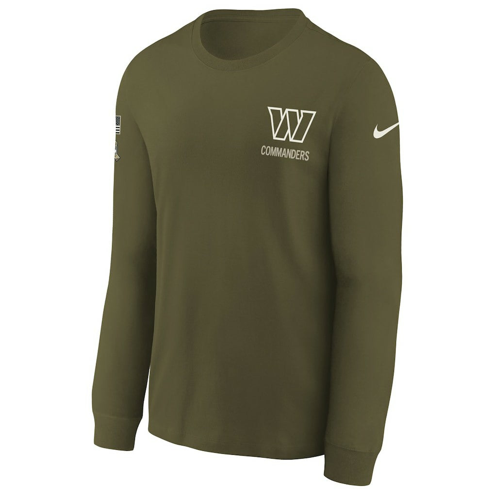 Washington Commanders Youth 2025 Salute to Service Sideline Long Sleeve T-Shirt Olive