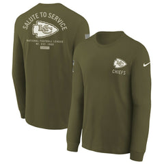Kansas City Chiefs Youth 2025 Salute to Service Sideline Long Sleeve T-Shirt Olive
