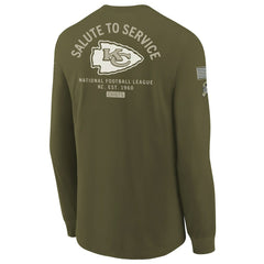 Kansas City Chiefs Youth 2025 Salute to Service Sideline Long Sleeve T-Shirt Olive