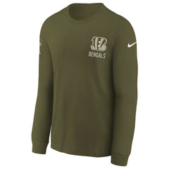 Cincinnati Bengals Youth 2025 Salute to Service Sideline Long Sleeve T-Shirt Olive