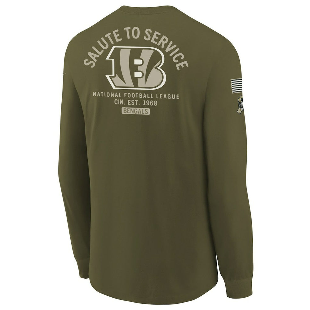 Cincinnati Bengals Youth 2025 Salute to Service Sideline Long Sleeve T-Shirt Olive
