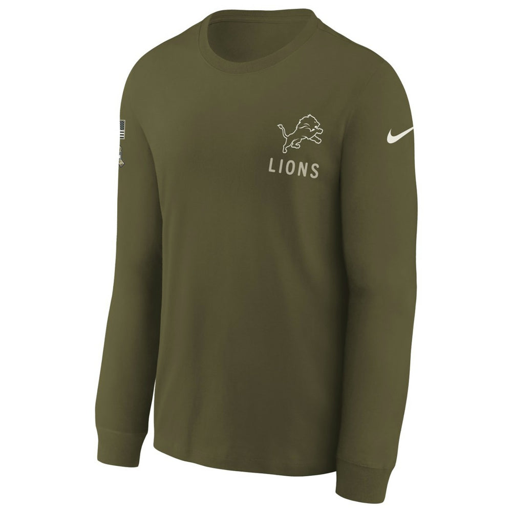 Detroit Lions Youth 2025 Salute to Service Sideline Long Sleeve T-Shirt Olive