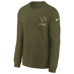 Detroit Lions Youth 2025 Salute to Service Sideline Long Sleeve T-Shirt Olive