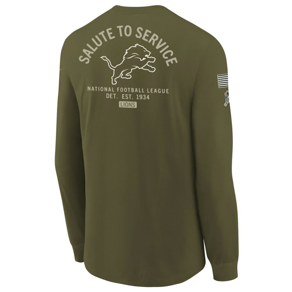 Detroit Lions Youth 2025 Salute to Service Sideline Long Sleeve T-Shirt Olive