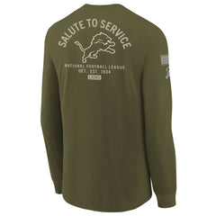 Detroit Lions Youth 2025 Salute to Service Sideline Long Sleeve T-Shirt Olive