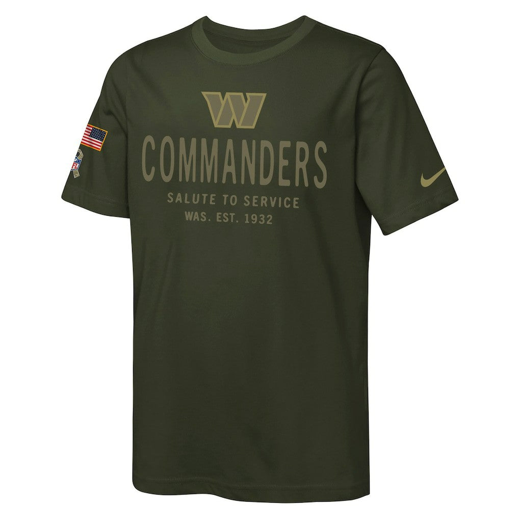 Washington Commanders Youth 2025 Salute to Service Sideline Dri-FIT T-Shirt Olive