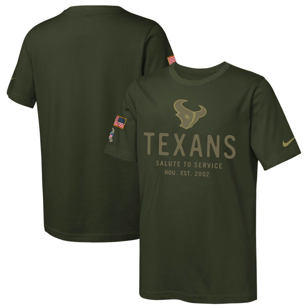 Houston Texans Youth 2025 Salute to Service Sideline Dri-FIT T-Shirt Olive